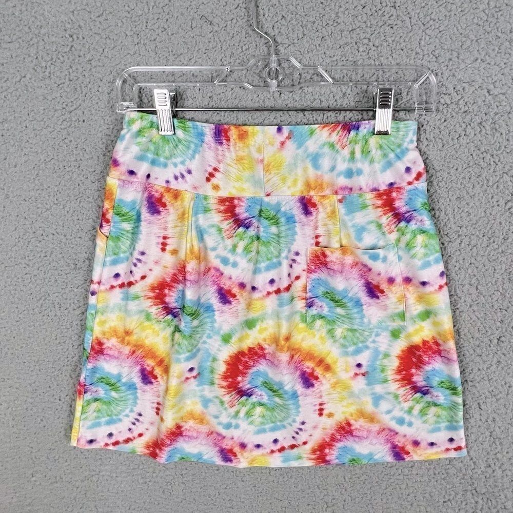 B-SKINZ WOMENS LINED GOLF SKORTS WHITE WITH MULTICOLORED PATTERN SIZE XS